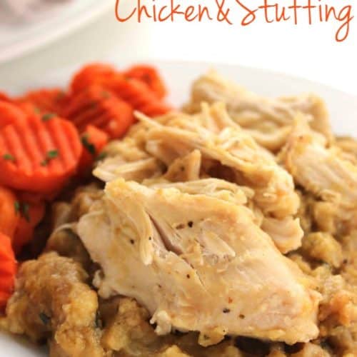 This Crockpot Chicken and Stuffing is so easy and delicious! #crockpotmeals  To enter to win the crockpot and cookbook you must: - Follow…