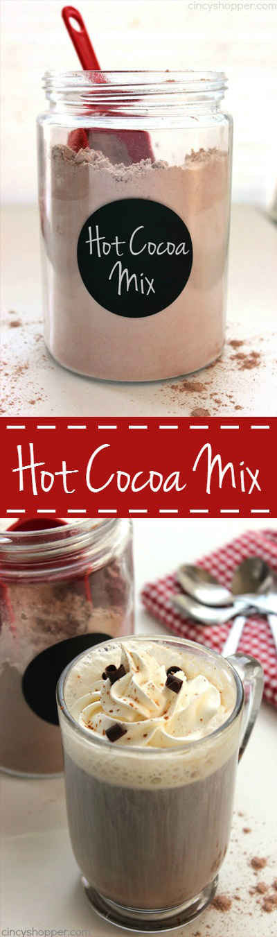 Hot Cocoa Mix - just a few ingredients. No need to purchase store bought envelopes. Perfect for keeping on hand during cold weather