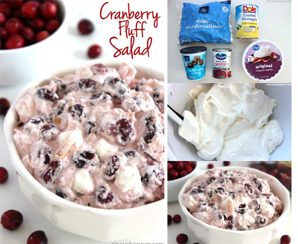 Cranberry Fluff Salad - perfect holiday side dish. If you are fan of Ambrosia Salad, you will LOVE it! You will find tons of Pineapple, marshmallow, Cool-Whip, and cranberry flavors.