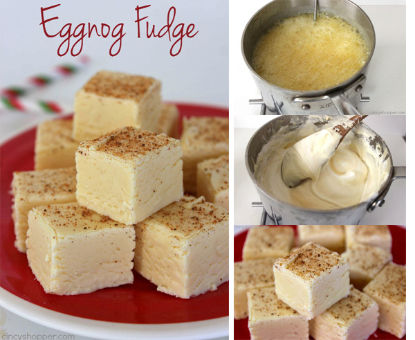 Eggnog Fudge - Easy fudge idea for the holidays. Great for gifting.
