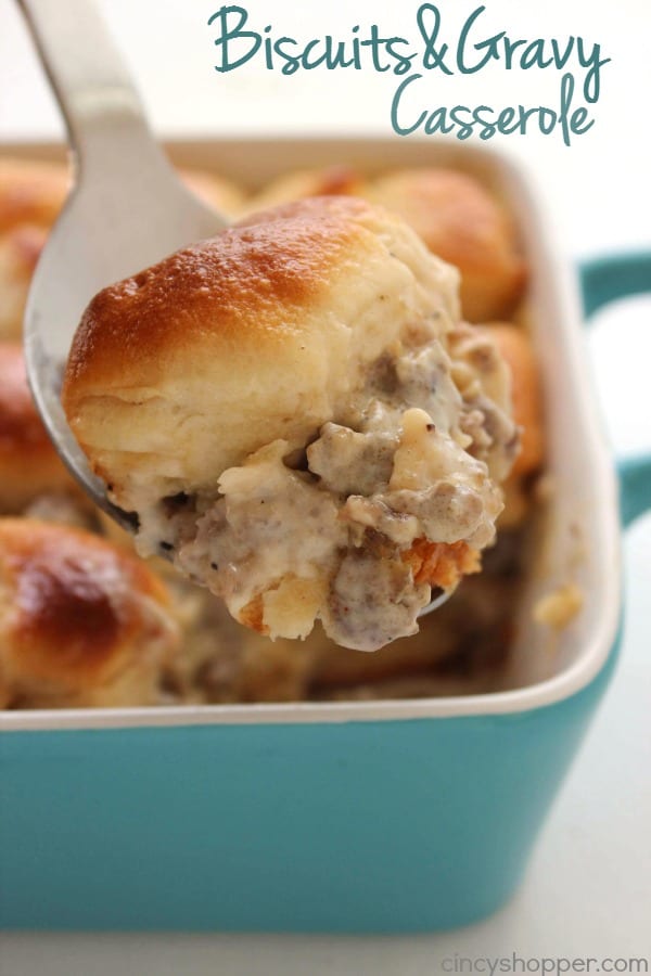 Biscuits and Gravy Casserole - quick, easy, and perfect for feeding a crowd. A southern dish that is comforting and very filling.