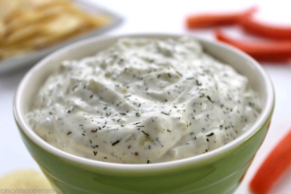 Dill Pickle Dip - Perfect for veggie or chip dipping. Great for holiday parties, game day entertaining, and summer picnics.