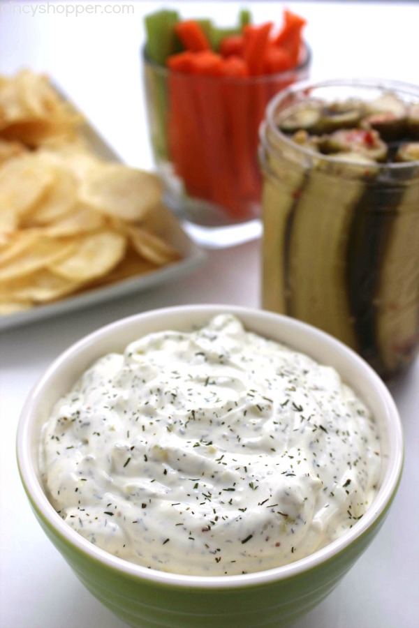 Dill Pickle Dip - Perfect for veggie or chip dipping. Great for holiday parties, game day entertaining, and summer picnics.