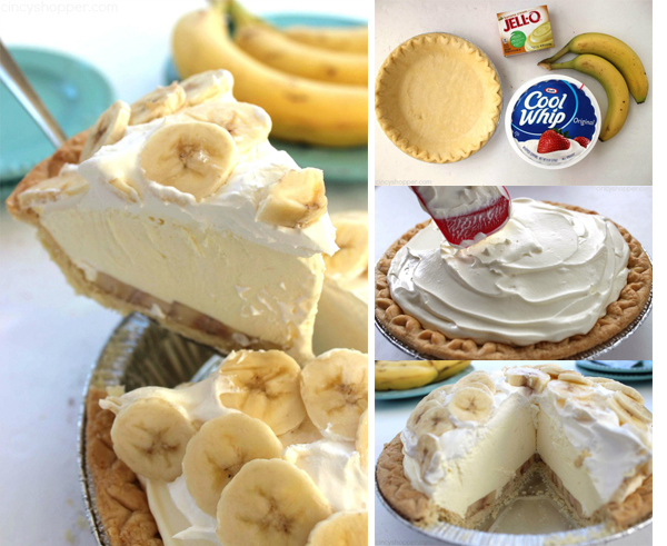 Easy Banana Cream Pie - quick and easy dessert with just a couple ingredients. Simple holiday pie.