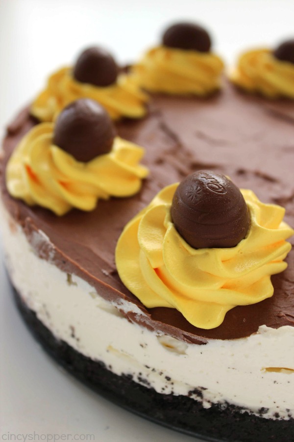 No Bake Cadbury Egg Cheesecake - will be all the talk at Easter dinner. Not only does it look decadent, it tastes amazing. Perfect Easter dessert.