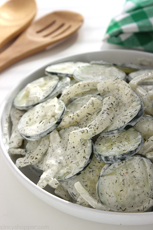 Creamy Dill Cucumber Salad - Will make for a perfect side dish. Cucumbers and onions in a delicious dill dressing make for a perfect combo.