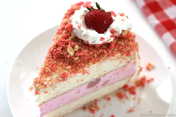 Strawberry Crunch Bar Ice Cream Cake - all the flavors of the famous ice cream bar right in a cake