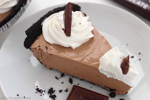 Easy Hershey's Chocolate Pie - easiest pie on the planet. With just three ingredients and a couple minutes of time, you can have yourself one amazing pie made.