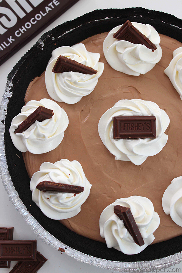 Easy Hershey's Chocolate Pie - easiest pie on the planet. With just three ingredients and a couple minutes of time, you can have yourself one amazing pie made.