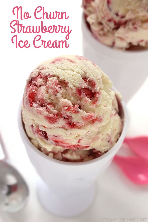 No Churn Strawberry Ice Cream - No ice cream machine is needed. You will find it creamy and loaded with layers of strawberries. Make your own homemade ice cream, it is so much better than store bought.