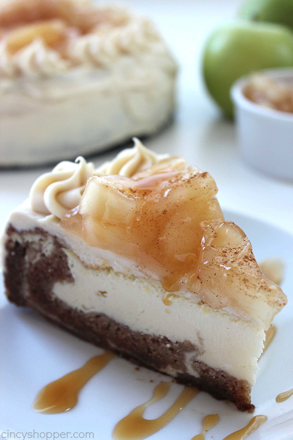 Caramel Apple Cake Cheesecake - perfect fall and holiday dessert. Loaded with great cinnamon, apple, caramel, and cheesecake flavors. Easy to make and oh so good.