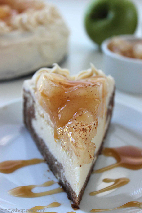 Caramel Apple Cake Cheesecake - perfect fall and holiday dessert. Loaded with great cinnamon, apple, caramel, and cheesecake flavors. Easy to make and oh so good.