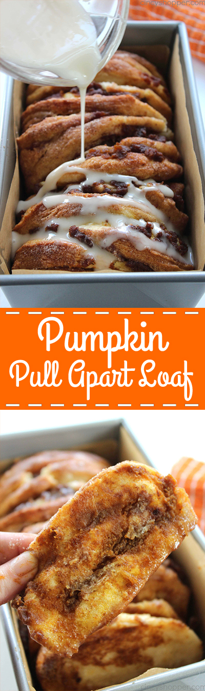Pumpkin Pull Apart Loaf with Vanilla Glaze. Since the recipe starts with store bought biscuits, it is so easy to make.