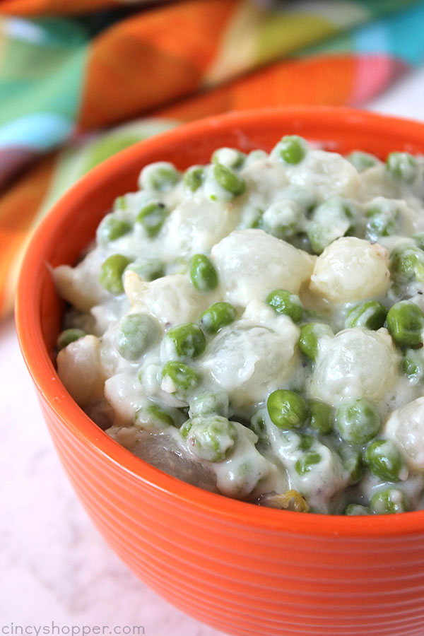 Creamed Peas and Pearl Onions will make for a wonderful Thanksgiving, Christmas, or any day vegetable side dish. A classic recipe that is so easy to make.