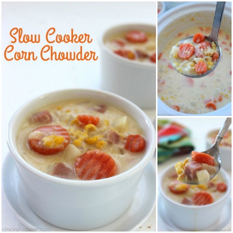 Slow Cooker Corn Chowder - Super simple. Since our recipe uses frozen potatoes, corn, carrots, and then precooked ham, it comes together quickly