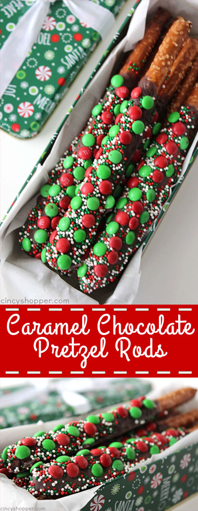 These Caramel and Chocolate Pretzel Rods will be perfect for gifting this holiday season. Simple to make, no need to buy gourmet