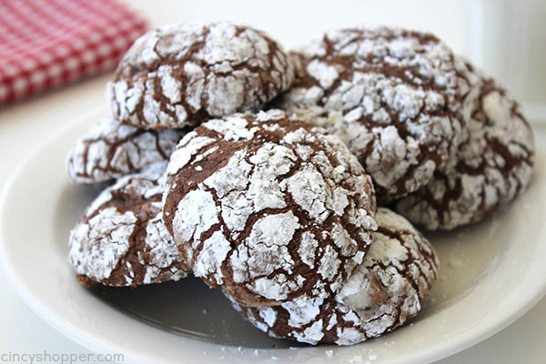 Chocolate Crinkle Brownie Cookies -Great for a Christmas Cookie or a favorite all year round. Soft, chewy, and fudgey just like a brownie. Make them with your favorite brownie mix.