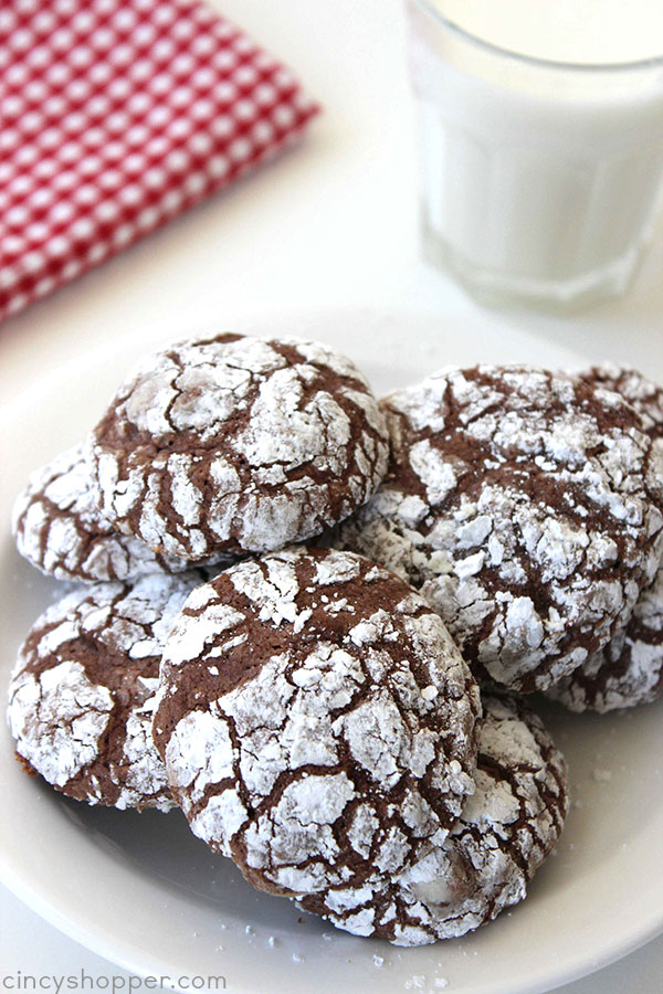 Chocolate Crinkle Brownie Cookies -Great for a Christmas Cookie or a favorite all year round. Soft, chewy, and fudgey just like a brownie. Make them with your favorite brownie mix.