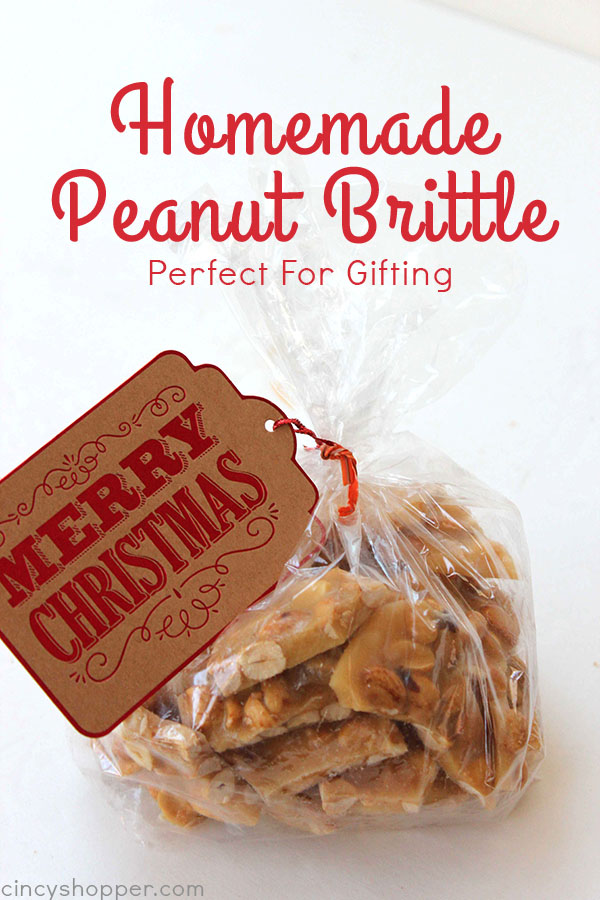 Homemade Peanut Brittle- Perfect traditional recipe that is great for Christmas gifts, holiday candy trays, or all year long sweet.