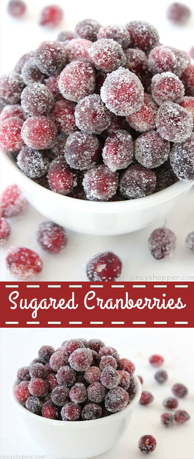 Sugared Cranberries-so super simple, requiring just 2 ingredients. You will find them both tangy and sweet, perfect for snacking or garnishing your holiday treats.