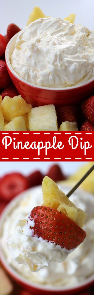 Pineapple Dip - Requires just 4 simple ingredients and can be made so quick. An easy dip that is great for dipping fruit, Nilla Wafers, and more! Super Flavor!
