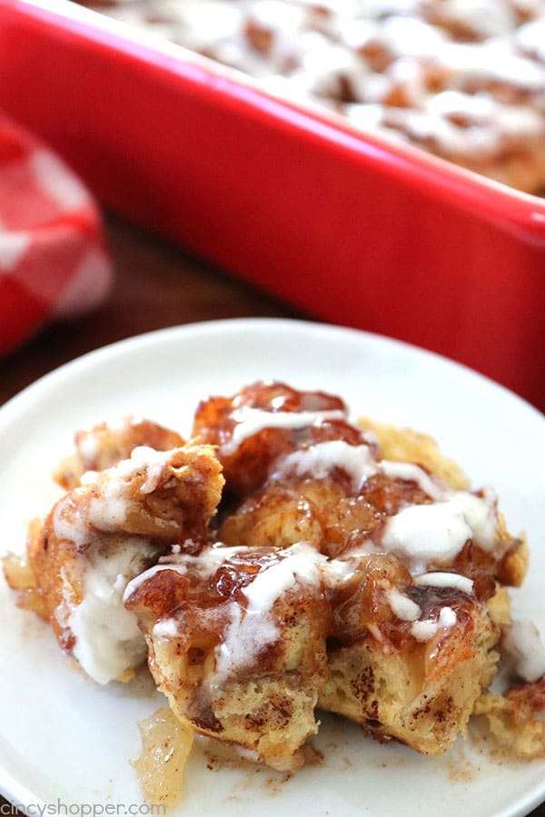 Cinnamon Apple Bubble Up - super simple. We use store bought Cinnamon Rolls and apple pie filling to make a mini casserole that is perfect for breakfast or dessert.