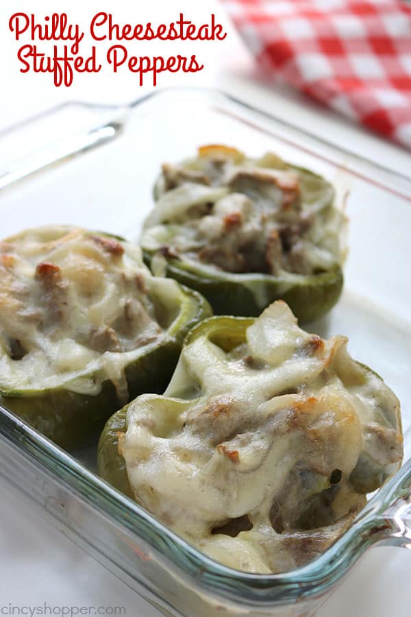Philly Cheesesteak Stuffed Peppers - super tasty and easy dinner idea. You will find all the flavors you love of a Philly Cheesesteak stuffed right inside of a green pepper.