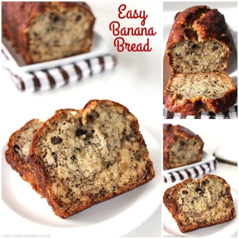 Grab yourself four overripe bananas and a few other items to make this super Easy Banana Bread. It's great for breakfast or even dessert. You will find it moist and delicious!