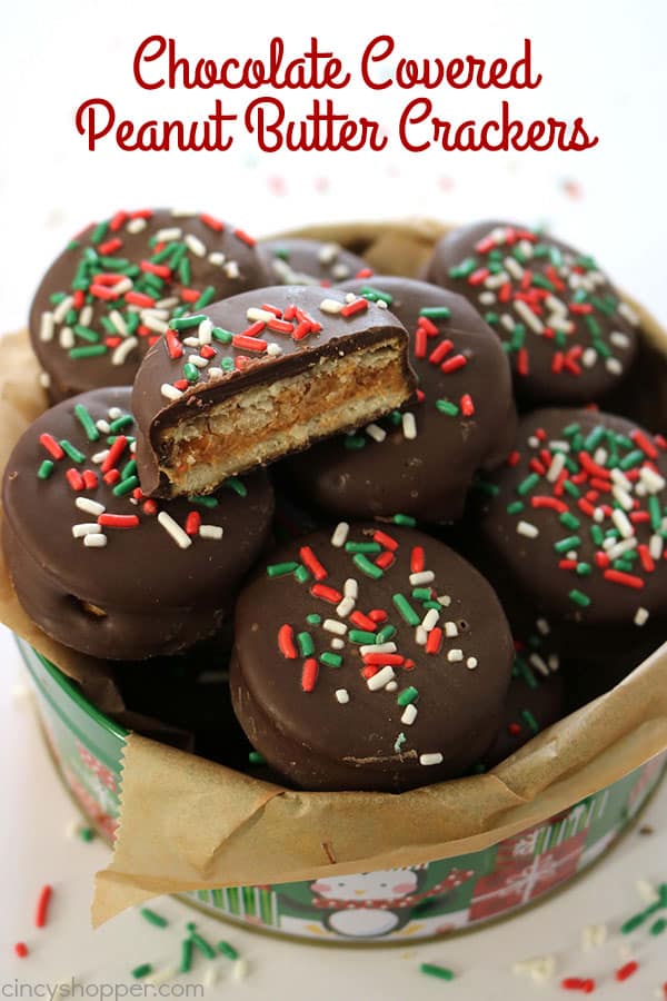 Since these Chocolate Covered Peanut Butter Crackers are made with just 3 ingredients, they are so simple to make. Perfect for a quick and easy Christmas candy treat. Oh... they are great for a homemade candy gift too! #ChristmasCandy