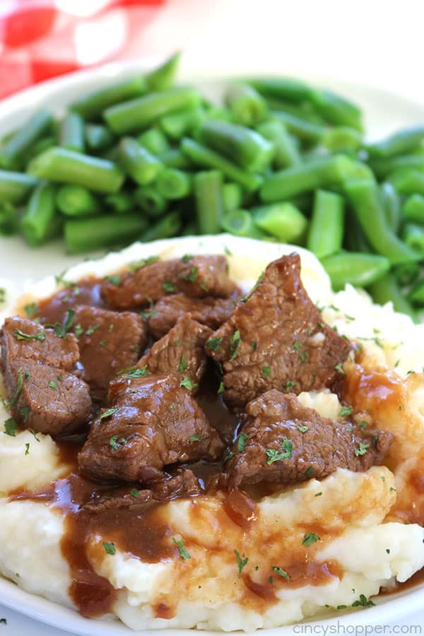 Simple Beef Tips with Gravy will be perfect. Small cuts of beef lathered in gravy. Perfect with or without mushrooms, serve them over mashed potatoes or egg noodles... you choose. Ready in about 30 minutes!
