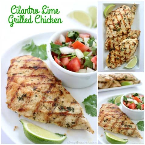 The marinade for this Cilantro Lime Grilled Chicken is so simple to make! We marinade our chicken breasts in cilantro, lime, and a few other ingredients. Then we toss them on the grill to cook them up. Perfect chicken recipe for summer grilling.