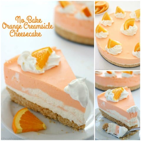 If you are a fan of Creamsicles, you are going to want to make this No Bake Orange Creamsicle Cheesecake this summer. You will find a delicious Nilla Cookie crust with layers of orange creamy cheesecake filling. Perfect for summer picnics and BBQ's. #Cheesecake #Creamsicle #Orangedessert