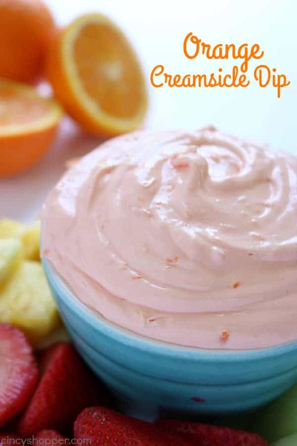 Orange Creamsicle Dip - so refreshing! It goes so well with just about any fruit. Great summer appetizer. Serve it at the pool or for your next summer bbq! #Creamsicle #Dip #OrangeCreamsicle #Summer #Appetizer #FruitDip