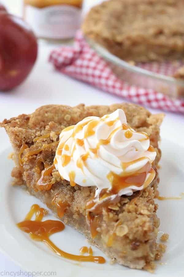 Caramel Apple Pie is made with fresh apples, salted caramel, streusel, and an easy cinnamon crust. It will be the perfect homemade pie for Thanksgiving and Christmas.