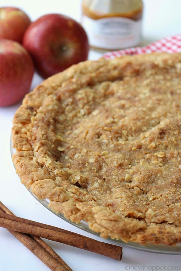 Caramel Apple Pie is made with fresh apples, salted caramel, streusel, and an easy cinnamon crust. It will be the perfect homemade pie for Thanksgiving and Christmas.