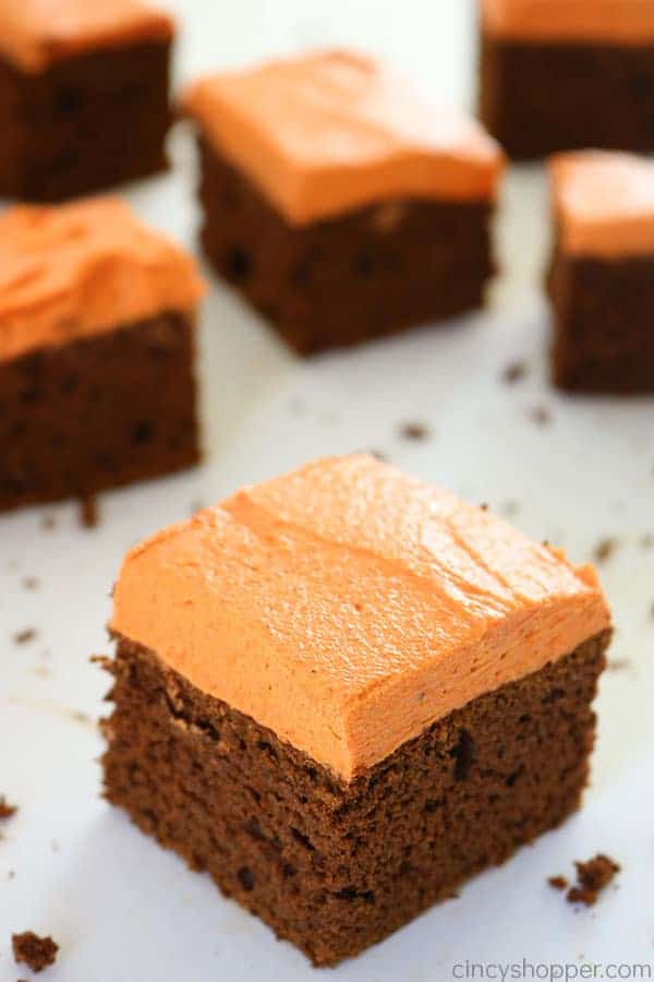 Chocolate Pumpkin Cake with Pumpkin Buttercream - pumpkin puree and pumpkin pie spice with a boxed mix to create an easy fall and Thanksgiving dessert.