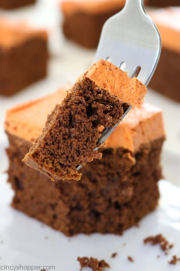 Chocolate Pumpkin Cake with Pumpkin Buttercream - pumpkin puree and pumpkin pie spice with a boxed mix to create an easy fall and Thanksgiving dessert.