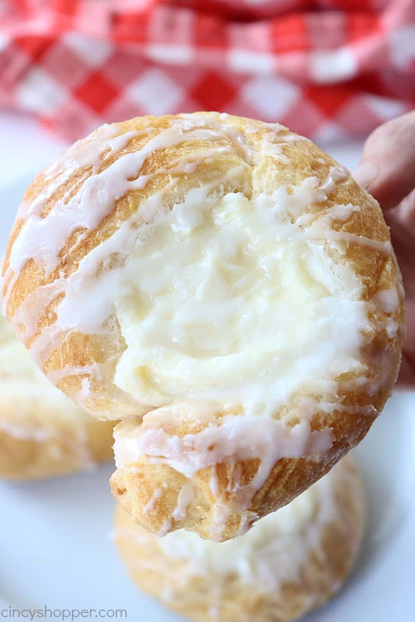 Easy Cream Cheese Danish - made with crescent rolls. Perfect for simple on the go breakfast. Great for brunches and desserts too!