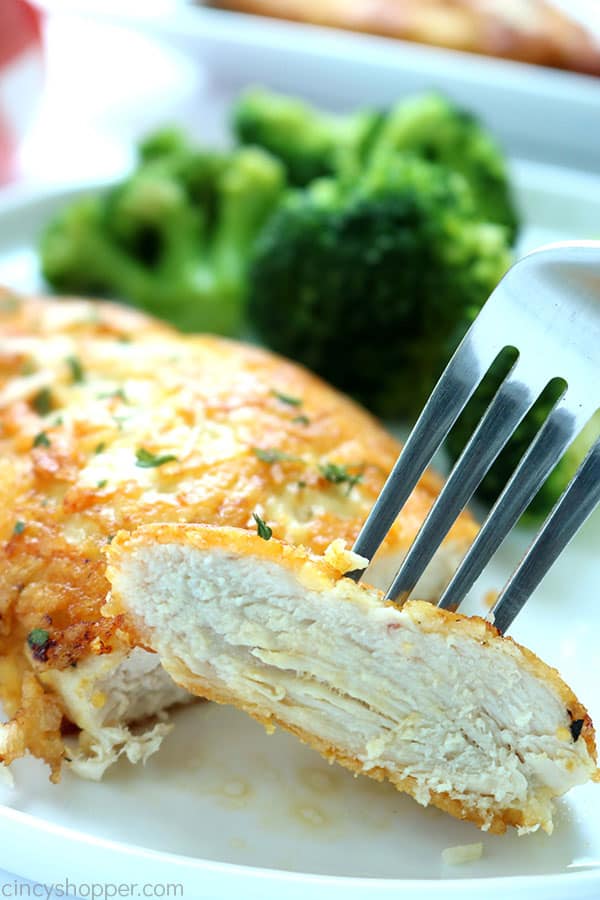 Parmesan Crusted Chicken on a fork