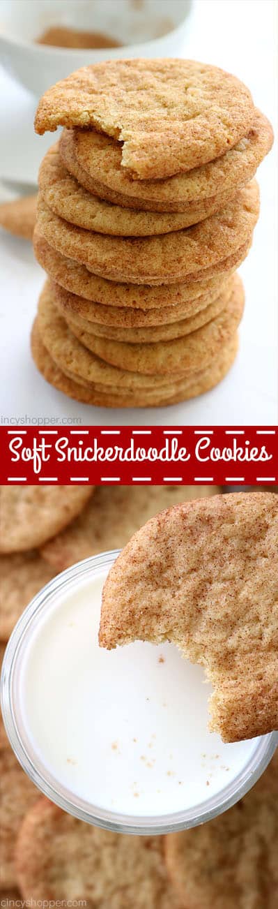 Snickerdoodle Cookies - soft, chewy, and thicker then your average snickerdoodle recipe. Perfect for Christmas or in a lunchbox.