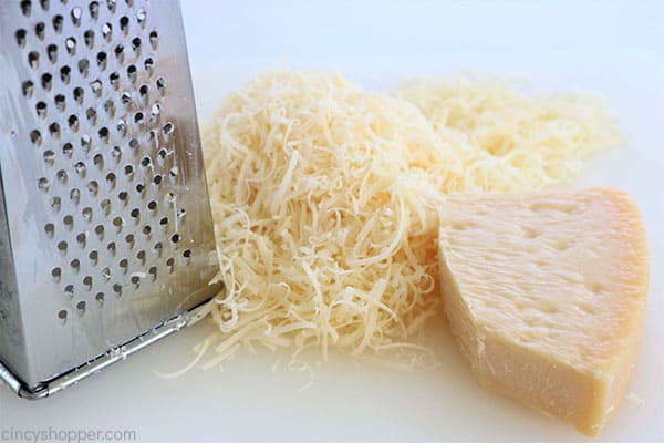 Freshly Grated Parmesan cheese for homemade Alfredo