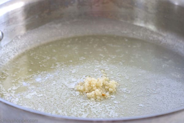 Butter and garlic in a pan