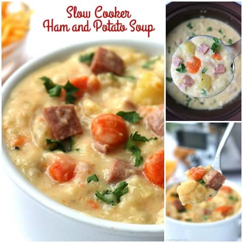 The BEST Slow Cooker Ham and Potato Soup - Perfect amount of potatoes, vegetables, ham and creaminess. It’s so simple because you make it right in your Crock Pot!