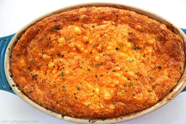 Oven baked corn casserole in dish