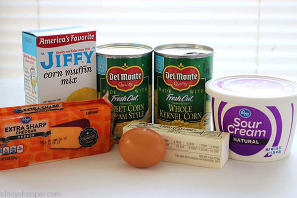 Ingredients for Jiffy Corn Casseole