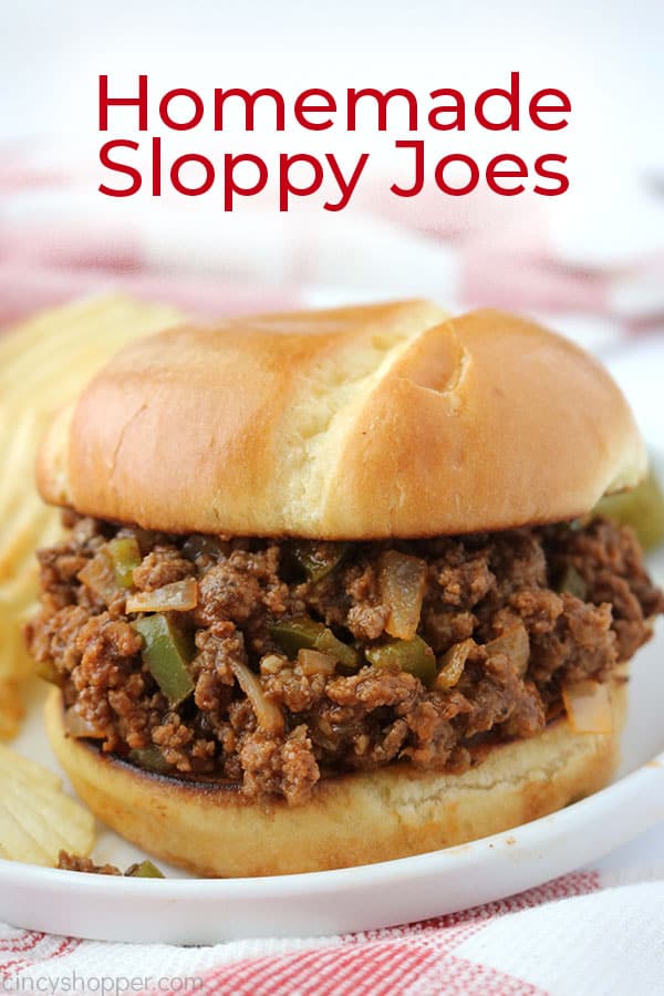 Sloppy Joes on plate with text