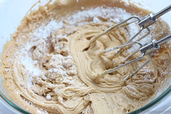 Mixing peanut butter frosting