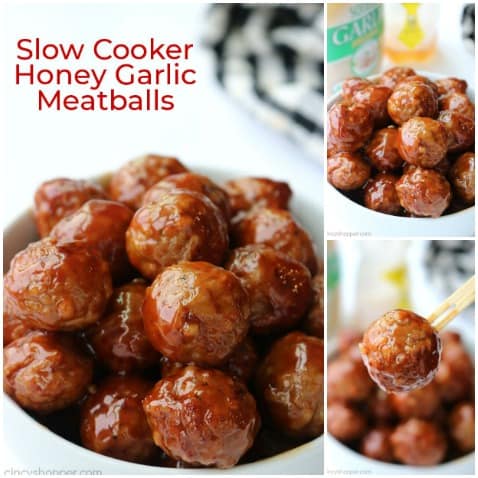 Slow Cooker Honey Garlic Meatballs- great as an appetizer for party food or use them for a main dish too.