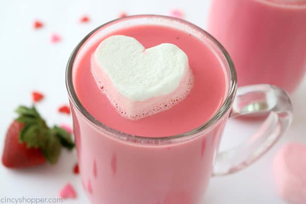 If you are a fan of flavored hot chocolate, you will want to make this super easy Strawberry White Hot Chocolate. We make it with fresh strawberries and white chocolate chips. Great Valentine's Day treat!