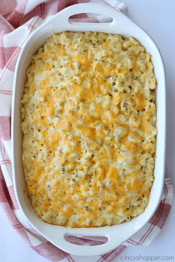 My creamy mac and cheese is the BEST according to my friends and family.  It’s baked and is so cheesy and creamy from the combination of cheeses I use in the easy sauce. It will quickly become a favorite for you too.